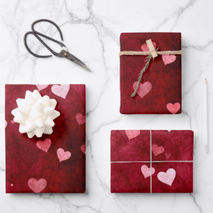 Wasserfarbenherzen Geschenkpapier Set