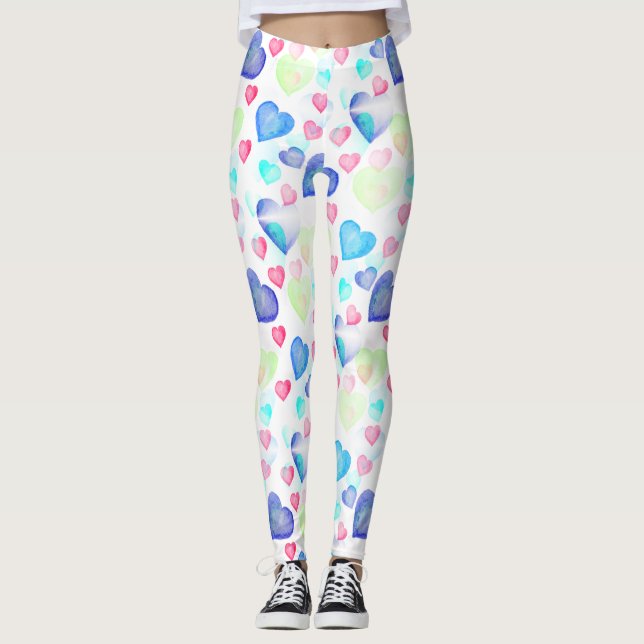 Wasserfarbenherzen Leggings (Vorderseite)