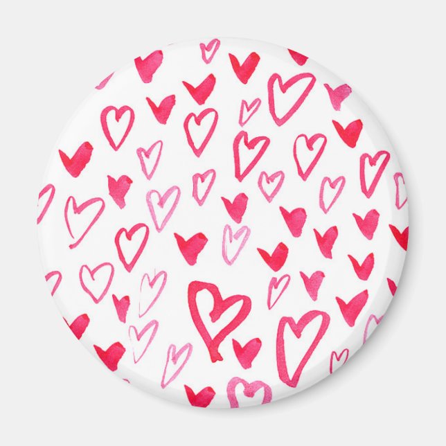 Wasserfarbenherzen | Muster IV der Liebe Magnet (Vorne)