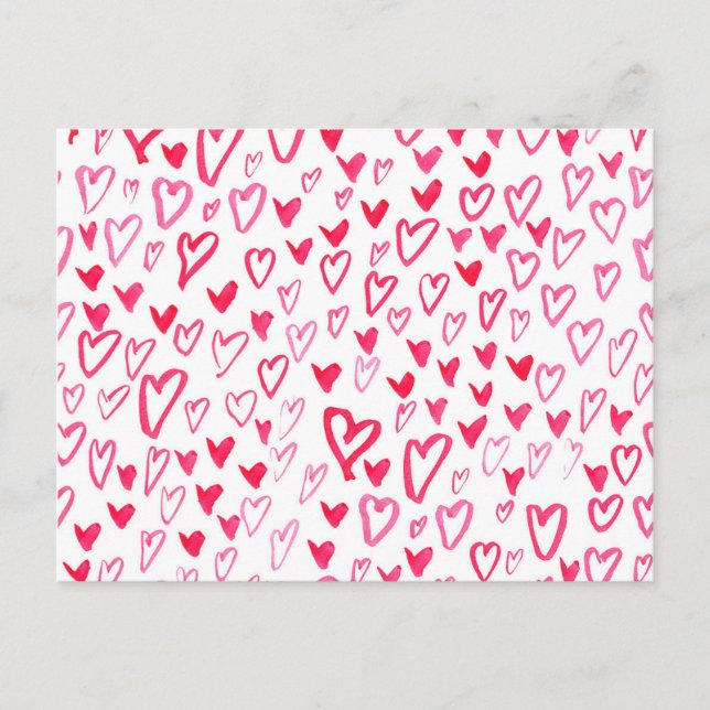 Wasserfarbenherzen | Muster IV der Liebe Postkarte (Vorderseite)