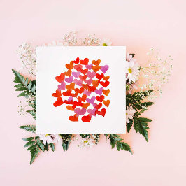 Wasserfarbenherzen - orangefarbene Valentintagskar Feiertagskarte