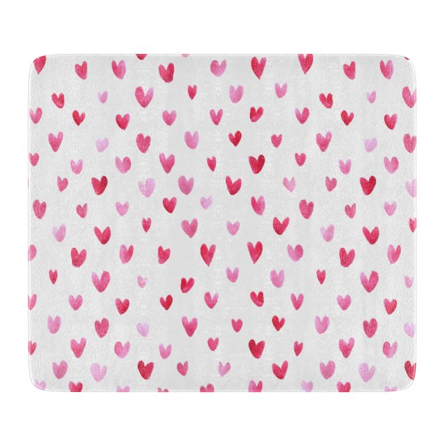 Wasserfarbenherzen - Transparent Schneidebrett (Vorderseite)