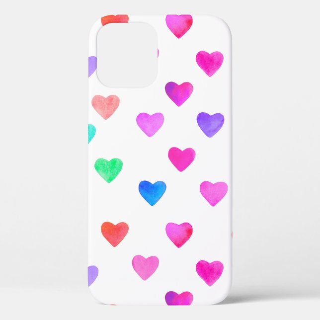 Wasserfarbenherzen von Hand, Muster Valentins Case-Mate iPhone Hülle (Rückseite)