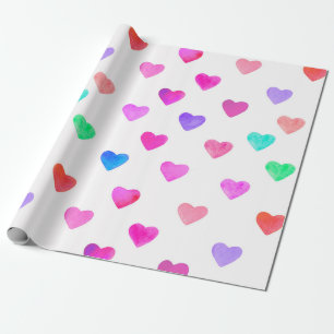 Wasserfarbenherzen von Hand, Muster Valentins Geschenkpapier