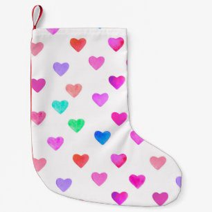 Wasserfarbenherzen von Hand, Muster Valentins Kleiner Weihnachtsstrumpf