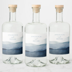Wasserfarbenhochzeit Alkoholflaschenetikett