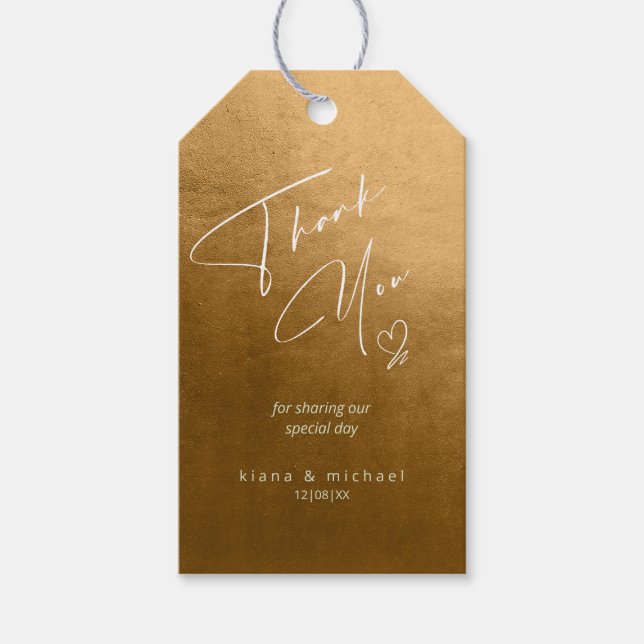 Wasserfarbenhochzeit Danke Autumn Gold ID786 Geschenkanhänger (Vorderseite)