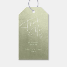 Wasserfarbenhochzeit Danke, Sage Green ID786 Geschenkanhänger