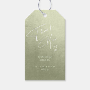 Wasserfarbenhochzeit Danke, Sage Green ID786 Geschenkanhänger