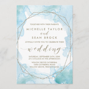 Wasserfarbenhochzeit Einladung
