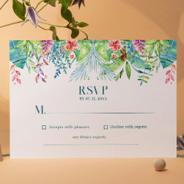 Wasserfarbenhochzeit in tropischer Blume RSVP Karte