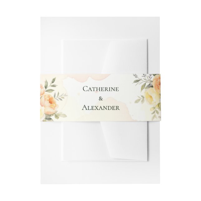 Wasserfarbenhochzeit rustikal einladungsbanderole (Vorderseite Beispiel)