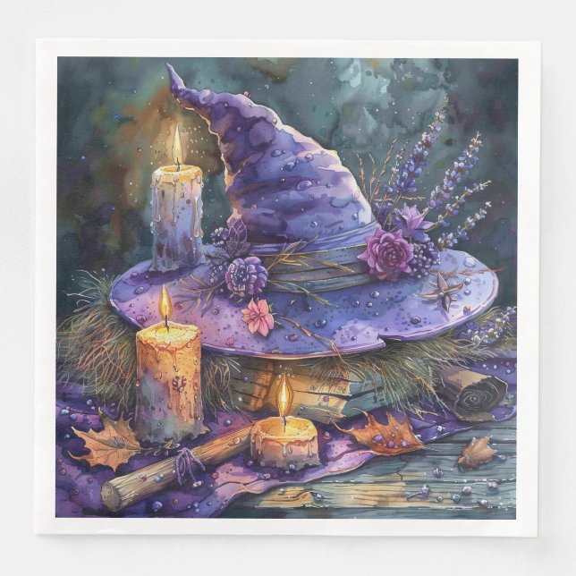 Wasserfarbenhut mit Florals für Decoupage Serviette (Vorderseite)