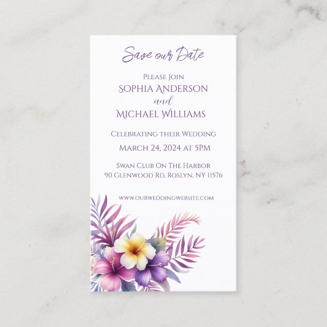 Wasserfarbeninsel Romance - Hochzeit-Save the Date Visitenkarte (Vorderseite)