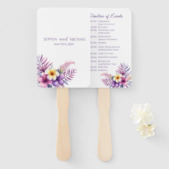 Wasserfarbeninsel Romance-Hochzeitsprogramm Fächer (Vorne und Hinten)