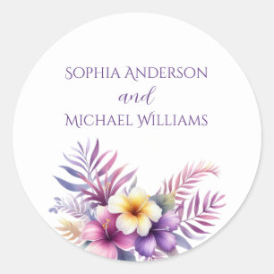Wasserfarbeninsel Romance - Hochzeitsticker Runder Aufkleber