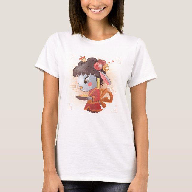 Wasserfarbenjahr des Kaninchens, Geisha T-Shirt (Vorderseite)