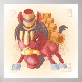 Wasserfarbenjahr des Pferdes, Samurai Poster