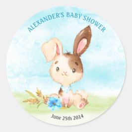Wasserfarbenjunge Bunny Baby Showfarm Runder Aufkleber
