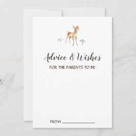Wasserfarbenjunge Hirsche auf weißen Duschratenkar Hinweiskarte