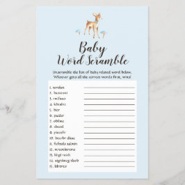 Wasserfarbenjunge Hirsche Pilze Baby Word Scramble Flyer