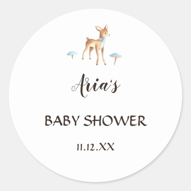 Wasserfarbenjunge Hirsche Weißer Duschkopf Umschla Runder Aufkleber (Vorderseite)