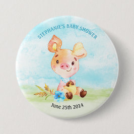 Wasserfarbenjunge Piggy Baby-Duschfarm Button