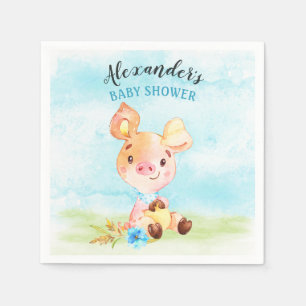 Wasserfarbenjunge Piggy Baby-Duschfarm Serviette