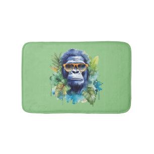 WasserfarbenJungle Gorilla mit Sonnenbrille und Bl Badematte