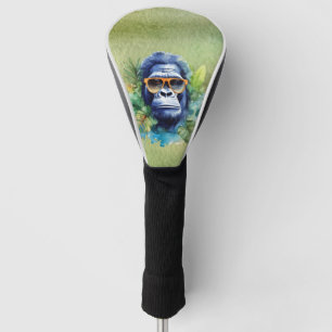 WasserfarbenJungle Gorilla mit Sonnenbrille und Bl Golf Headcover