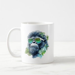 WasserfarbenJungle Gorilla mit Sonnenbrille und Bl Kaffeetasse