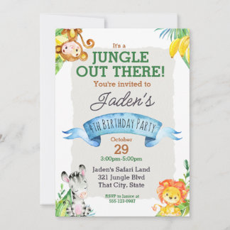 WasserfarbenJungle Lion und Giraffe Geburtstag Inv Einladung