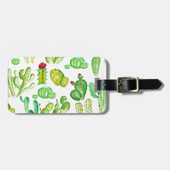 Wasserfarbenkakti Gepäckanhänger (Vorderseite horizontal)