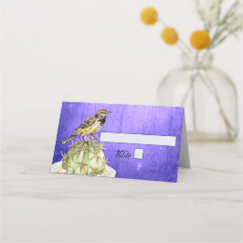 Wasserfarbenkaktus mit Wren Bird Wedding Platzkarte