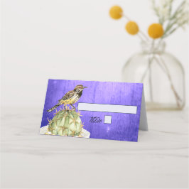 Wasserfarbenkaktus mit Wren Bird Wedding Platzkarte