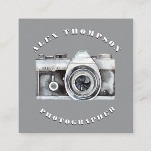 Wasserfarbenkamera Fotografie Lense Custom Quadratische Visitenkarte
