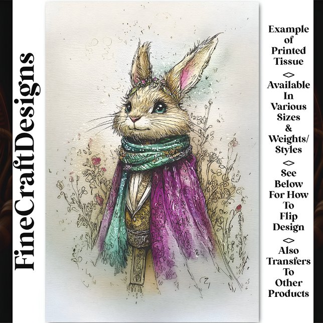 Wasserfarbenkaninchen, grüner Karpfen, BZ2 Decoupa Seidenpapier (Von Creator hochgeladen)