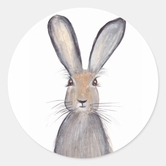 Wasserfarbenkarte Hasen Runder Aufkleber (Vorderseite)