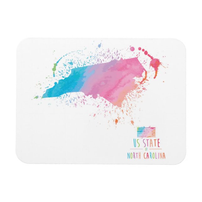 Wasserfarbenkarte | North Carolina Magnet (Horizontal)