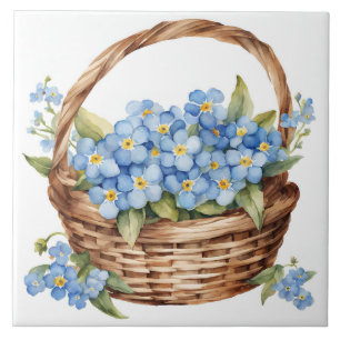 Wasserfarbenkarton mit blauen Vergessenstil-Nicht- Fliese
