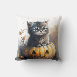 Wasserfarbenkätzchen Kätzchen in einer Jack-o-Late Kissen