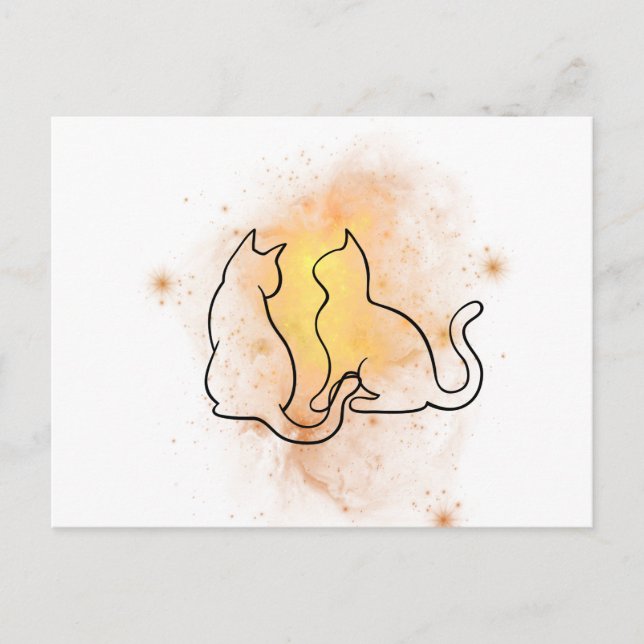 Wasserfarbenkatze Postkarte (Vorderseite)