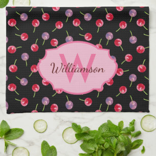 Wasserfarbenkirschen Mit Monogramm Handtuch