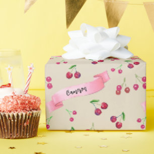 Wasserfarbenkirschen Niedlich Whimsikum Personalis Geschenkpapier