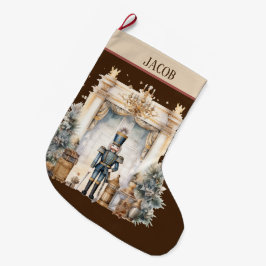 Wasserfarbenknussknacker hinzufügen großer weihnachtsstrumpf