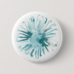 Wasserfarbenkoralle - Blau 2 Button