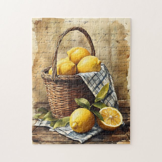 Wasserfarbenkörbe von Zitronen Puzzle (Vertikal)