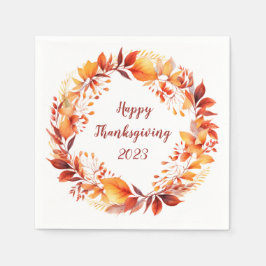 Wasserfarbenkranz aus bunten Herbstblättern Serviette