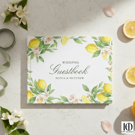 Wasserfarbenkranz Mittelmeer-Zitrus Hochzeit Gästebuch