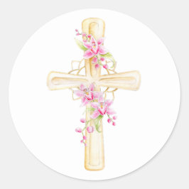 Wasserfarbenkreuz Runder Aufkleber